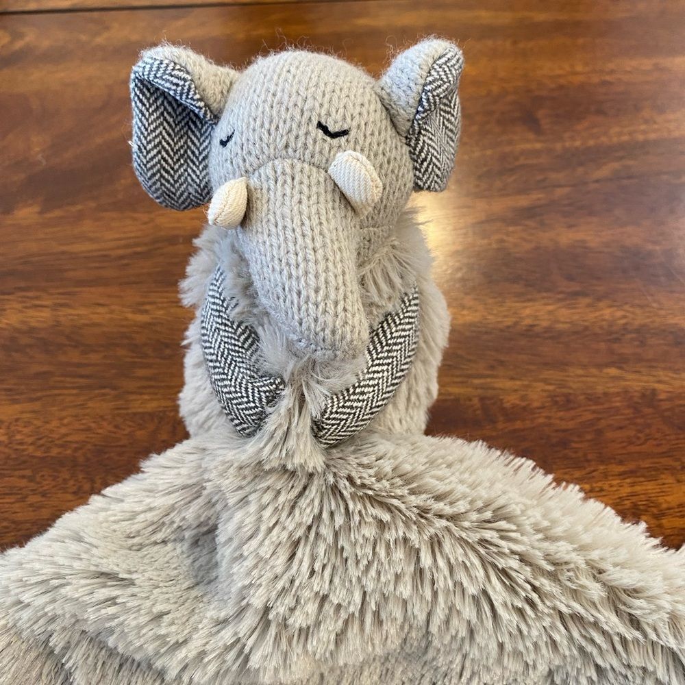 Restoration hardware Cuddle Plush Elephant Lovey Security Blanket Gray comfort